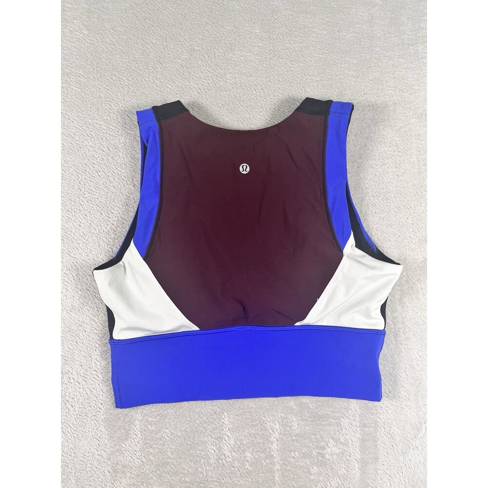 Lululemon Kick Serve Sweat Bra Black Blue Red White Sz 10 Pads Running Athletic